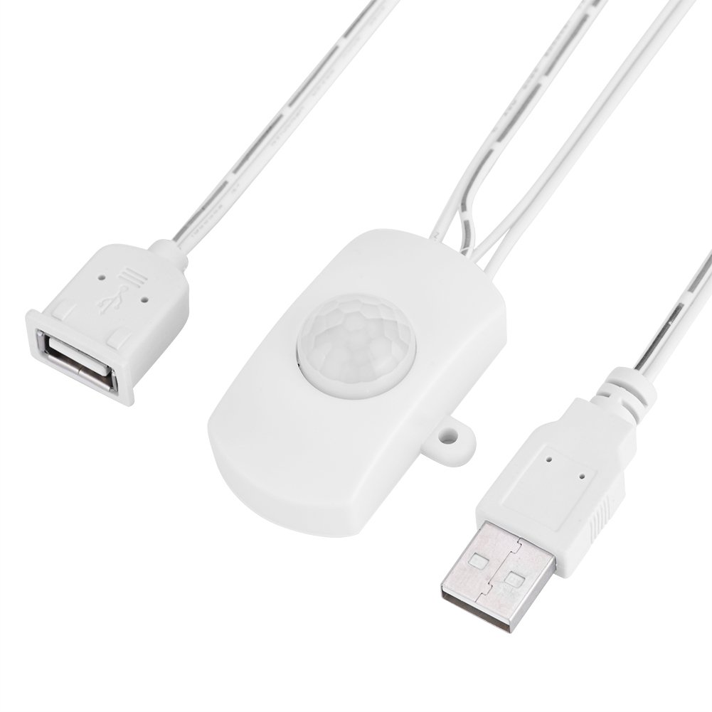 LED Strip with Motion Sensor, Mini PIR Motion Sensor Detector, Automatic Human Body Sensor Switch, LED Strip with USB Interface, 2 Colours (White)