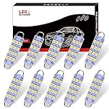 LEDKINGDOMUS 561 Bulb 44mm Bright White Festoon LED Bulb, 12 SMD Rigid Loop 1.73
