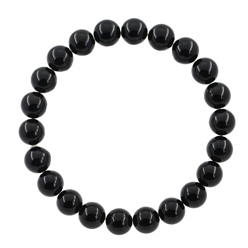 Ouubuuy Black Agate Crystal Beads Bracelet 8mm Natural Gemstone Beaded Bracelets Healing Crystal Bracelet for Women Mothers Day Gifts