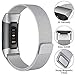 CAVN Metal Bands Compatible for Fitbit Charge 3 / Charge 3 SE Bands Women Men Small Large, Replacement Stainless Steel Accessory Watch Wrist Straps