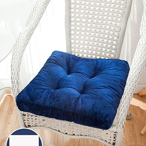 Crystal Velvet Tatami Chair Cushion, Futon Thicken Plush Seat Cushioning Mat Dining Floor Pillow for Wicker Chair Car Bench with Ties-C 48x48x10cm(19x19x4inch)