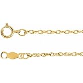 Sonia Jewels Solid 14k Yellow Gold 1.25mm Rope Chain Necklace 7"