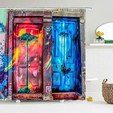 Minyose Cortinas De Ducha De Color para Puerta Vieja, Pared Vieja