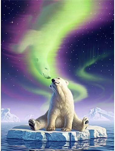 LICSE Diamond Mosaic Painting By Number Full Drill Square Embroidery Polar Bear Unfinish Decorative 12X16 inches