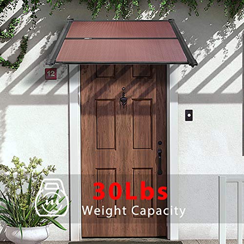 VIVOHOME Polycarbonate Spliced Window Door Awning Canopy Brown with Black Bracket 36 Inch x 40