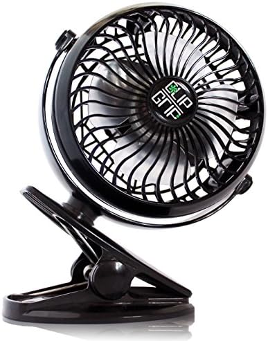 ClipGrip Powerful Rechargeable Battery Operated Clip On Fan With Lifetime Guaranty &amp; White Noise Option, Portable And Great For The Car, Desk, Stroller &amp; The Beach For The Best Cooling Effect. Black