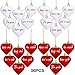 36 Pieces Valentines Day Heart Baubles Letter Heart Ornaments for Valentine Party Decoration, Red and White