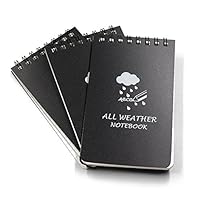 Md trade Pack of 3 Black All Weather Spiral Waterproof Notebooks,Notepad/Shower/Aqua Notes/Field Notes/Pocket Notebook for Outdoor Activities Recording (Size 5×3 inches)