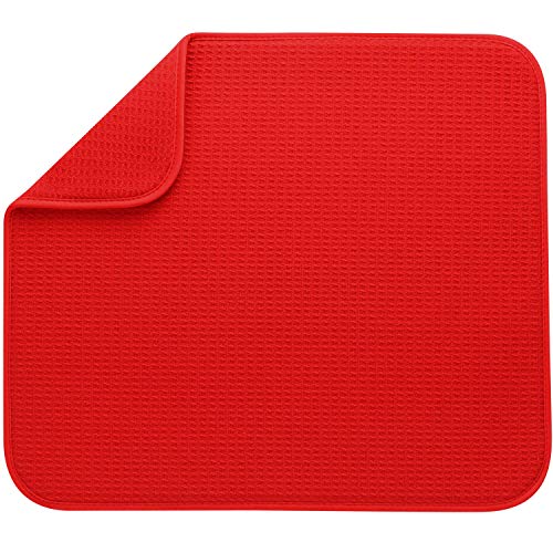 S&T 530201 Dish Drying Mat 16" x 18" Flame Red