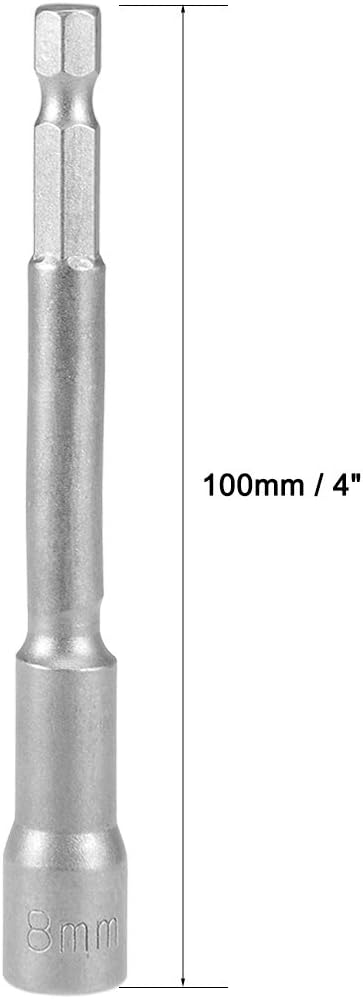 Sourcingmap 5 Pcs 1/4" Quick-Change Hex Shank 8mm Nut Setter Driver Drill Bit, 100mm Length, Metric No-Magnetic - Image 4