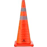 RoadHero 28 Inch 1 Pack Collapsible Traffic Safety Cones, Orange | Foldable Design for Storage, Reflective Collar Visible at Night, For Road Safety, Driving and Sport Training