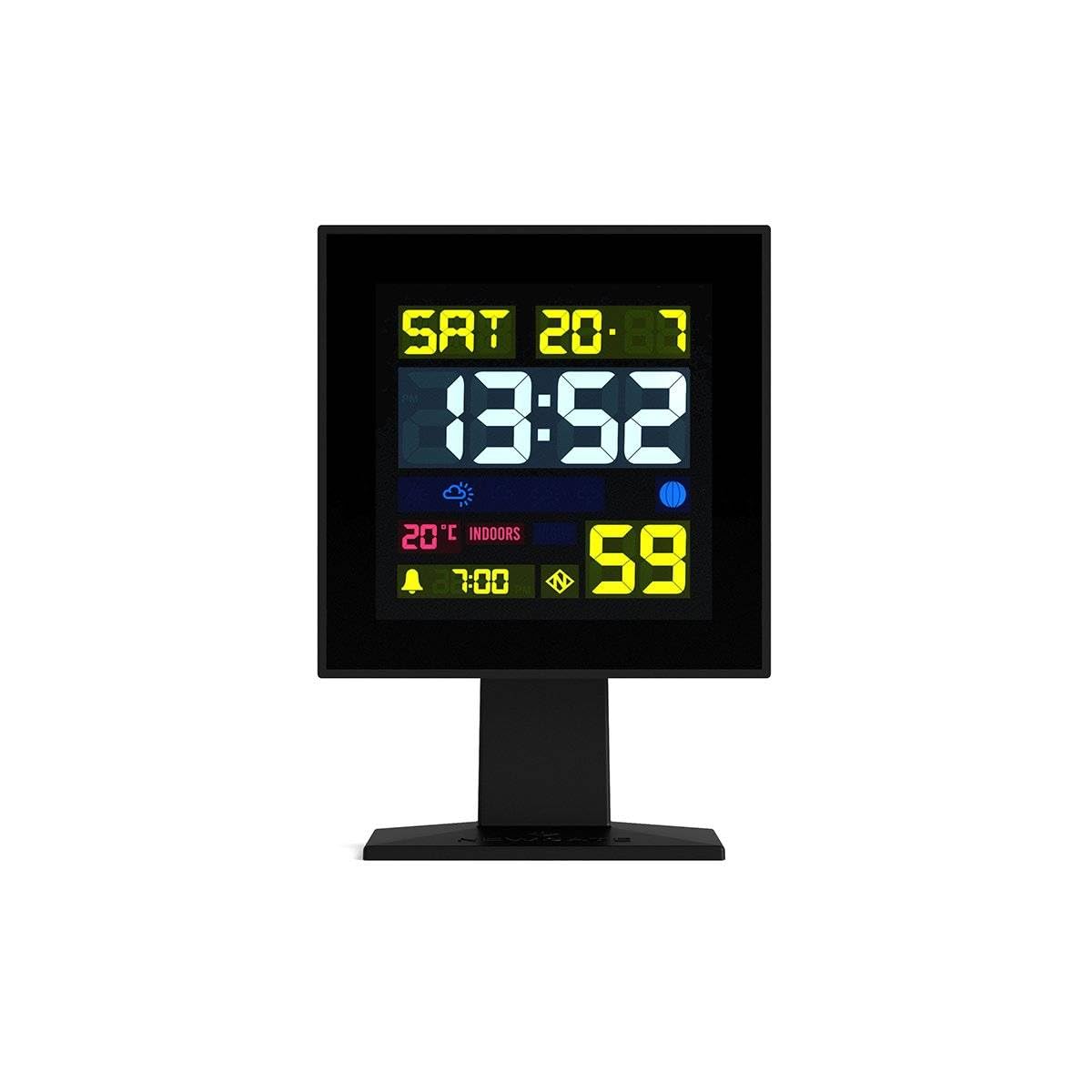 NEWGATE® Monolith alarm clock | Retro square digital LCD clock | Black | Ideal for bedside, desk or shelf | Retro bedroom & office accessory