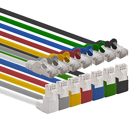 1aTTack.de 7.5m CAT6 LAN Cable RJ45 90°, 7 pieces - 7 colours