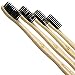 Bamboo Charcoal Toothbrush - Natural Biodegradable And Organic With 100% Eco Friendly BPA Free Bristles Smooth Wood Handle And Zero Waste Packaging - Pack Of 4 Wooden Toothbrushes By BambooEarth