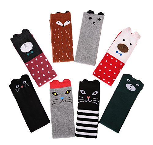 Color City Girls Socks Knee High Stockings Cartoon Animal Warm Cotton Socks Assorted 8 Colors - Thumbnail 6
