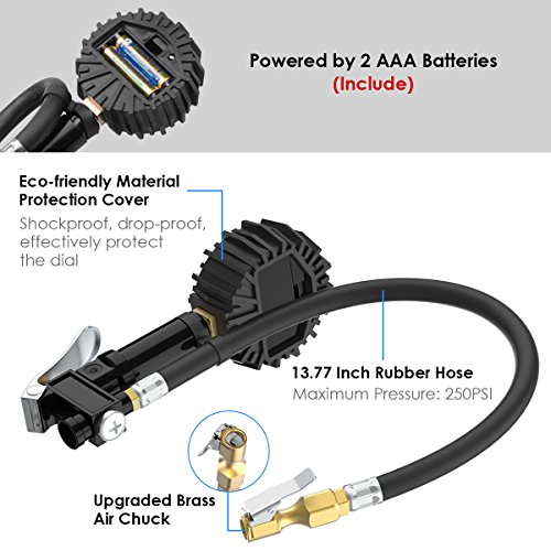 HiGoing Digital Tire Pressure Gauge, Tire Pressure Monitoring System (0-200Psi/0-14Bar) Air Chuck and Compressor Accessories, 12 in 1 Set Car Tire Chucks for Any Car, Truck, Motorcycle, RV and More