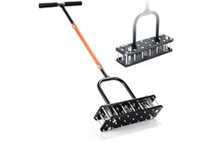 YIYOUPENG Pro Lawn Aerator Tool – Grass & Yard Aerator, 21 Iron Spikes, Ergonomic & Efficient Automatic Reset, Improves Lawn Health