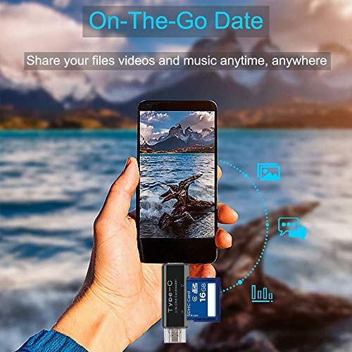 SD Card Reader, Micro TF Compact Flash Card Reader with 3 in 1 USB 2.0/Type C/Micro USB Adapter and OTG Function Portable Memory Card Reader for MacBook, PC, Laptop, Smart Phones, Tablets - Thumbnail 4