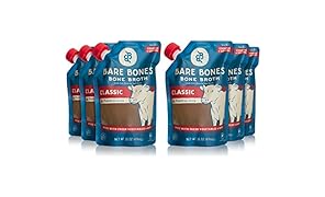 Bare Bones Beef Bone Broth &ndash; 100% Grass Fed Beef Bone Broth with Protein and Collagen, Ancient Natural Source of Nutrition, Ketogenic Diet Friendly, Whole30 Approved, Certified Paleo, 16 oz (6-Pack)