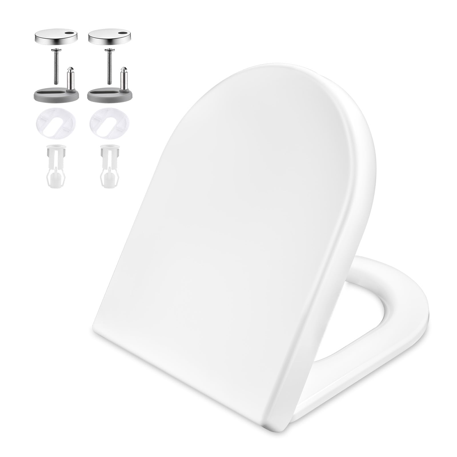 GRIFEMA G951 Toilet Seat Premium - Antibacterial UF Material - Ceramic Like Finish & Non-Yellowing - Quiet-Close - Quick Release & Easy Clean - Rust-Proof Hinges Adjustable - D-Shape, 150KG Capacity