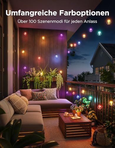 Govee Outdoor Fairy Lights, 30 m Dimmable RGBWIC LED Fairy Lights with 16 Million Colours and 111 Scene Modes, 80 lm per LED, Service Life 25,000 Hours, Works with Alexa, Google Assistant, Matter