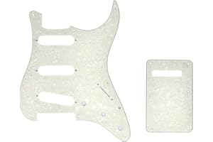 KAISH 11 Hole ST/Strat Style Pickguard SSS Pick Guard with ST Back Plate Tremolo Trem Cover for Stratocaster/Strat Made in USA/Mexico Aged Pearl
