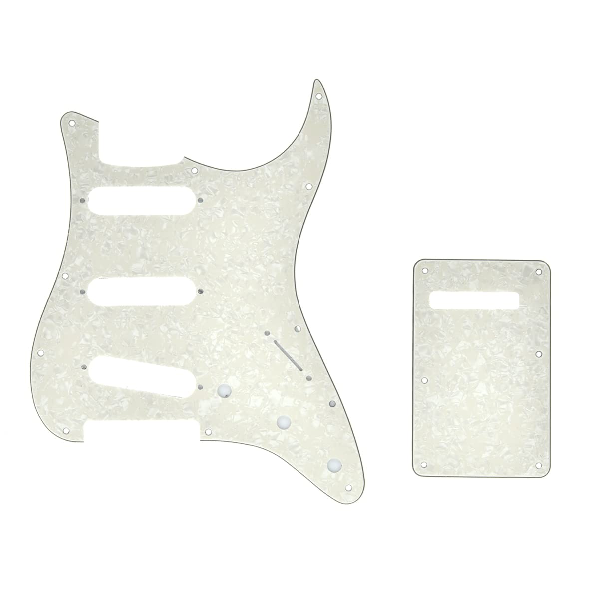 Dopro 11 Hole Strat SSS Pickguard ST Back Plate Trem Cover for USA/Mexican FD Strat Aged Pearl