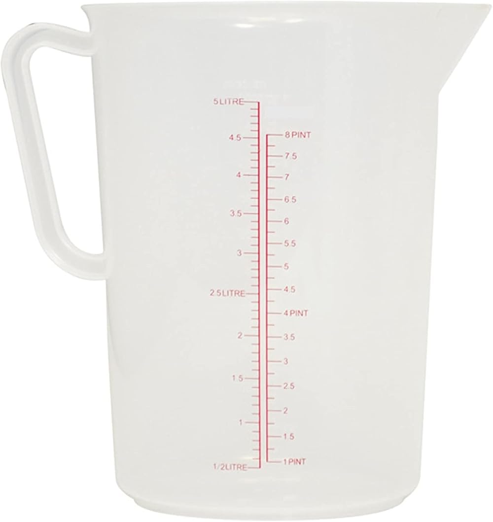 Acense Polypropylene Measuring Jug 5L Narrow Spillage-Free Multi-Purpose