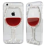 Appmax® Luxury Handmade Rhinestones iPhone 5 5S Red Wine Diamond case [Crystal Gobelt] Diamond Case [Flowing Red Wine]Liquid Case Hard Clear Cover For iPhone 5/5s & iPhone SE Phone Cases Match One Screen Protector(Red Wine)