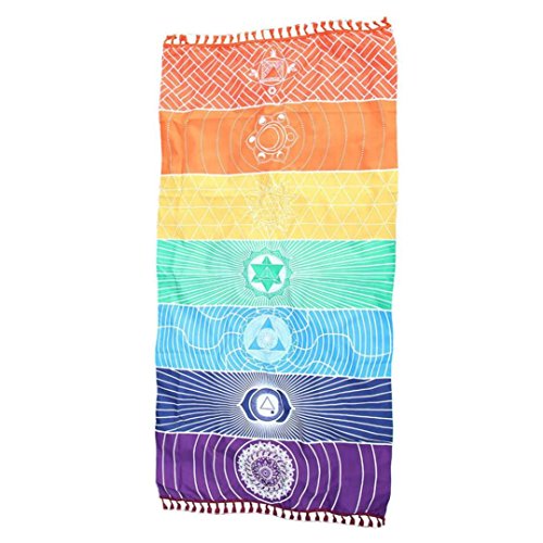 Tiean Hot Rainbow Beach Mat, Mandala Blanket Wall Hanging Tapestry Stripe Towel Yoga (Multicolor)