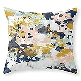 Sloane - Abstract Painting In Modern Fresh Colors Navy, Mint, Blush, Cream, White, And Gold Throw Pillow Indoor Cover (18 x 18) by WAOI