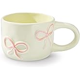 Koythin Coquette Bow Ceramic Coffee Mug, Funky Novelty Cup for Tea Milk Latte Cocoa, 8.5oz /250ml Perfect for Home, Office, or Birthday (Pink)