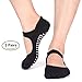 Yoga Socks Non Slip Skid Pilates Ballet Barre with Grips Cotton For Women Men 2 Pack (Black)
