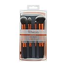 Real Techniques Core Collection Hand Cut Hair Design Makeup Brush Set, Includes: Detailer, Pointed Foundation, Buffing and Contour Brushes, with Brush Case/Stand