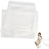 Awexilup Bridal Neck Scarf Long for Wedding, White Wedding Shawl for Bride Accessory, Minimalist Tulle Wrap for Ceremony Elopement Reception Evening Dress, 17.68"x141.48" inch