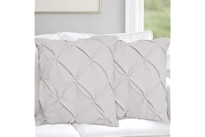 Saferay Green Pinch Pleated Pintuck Pillow Shams Set of 2pc Hotel Luxury 800 TC Organic Cotton Cushion Cover European Size 26x26 Super Soft Decorative Pillow Cover Solid Pillow Sham Silver