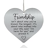 XQLZY Friendship Isn't About Who You've Known The Longest Stainless Steel Love Rear View Mirror Car Charm, Friend Decor Sign, Friendship Gifts for Friend, Appreciation Gifts for Women Bestie BFF
