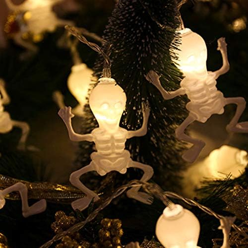Halloween Spooky Skeletons String Lights Skull String Lights,20 Lights Battery Operated LED light Lantern Festival Decoration Lantern for Home Bar Garden for Halloween Party (B)