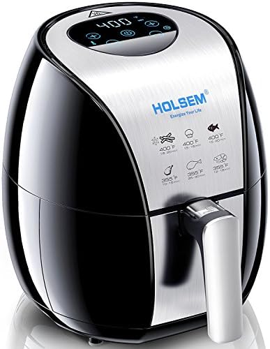 HOLSEM Air Fryer with Rapid Air Circulation System , 3.4 QT Capacity, Temperature up to 400°F, Low Fat Healthy Air Fryer, Black / Stainless Steel, 1500W (LED Display)