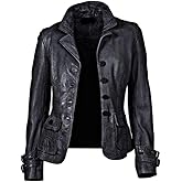 brandMe Women's Leather Jacket Pure Soft Lambskin Peacoat Leather Blazer PC06