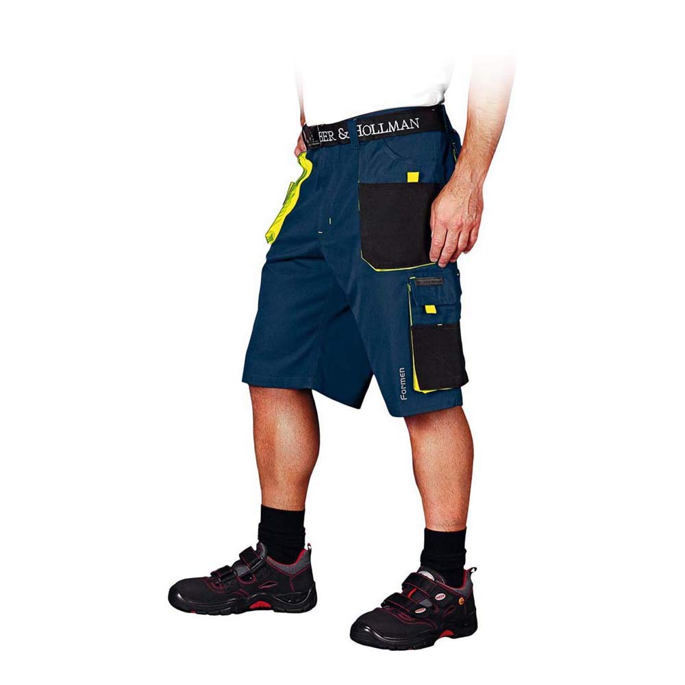 Leber&Hollman LH-FMN-TS_GBYS Formen Protective Short Trousers, Navy-Black-Yellow, S Size