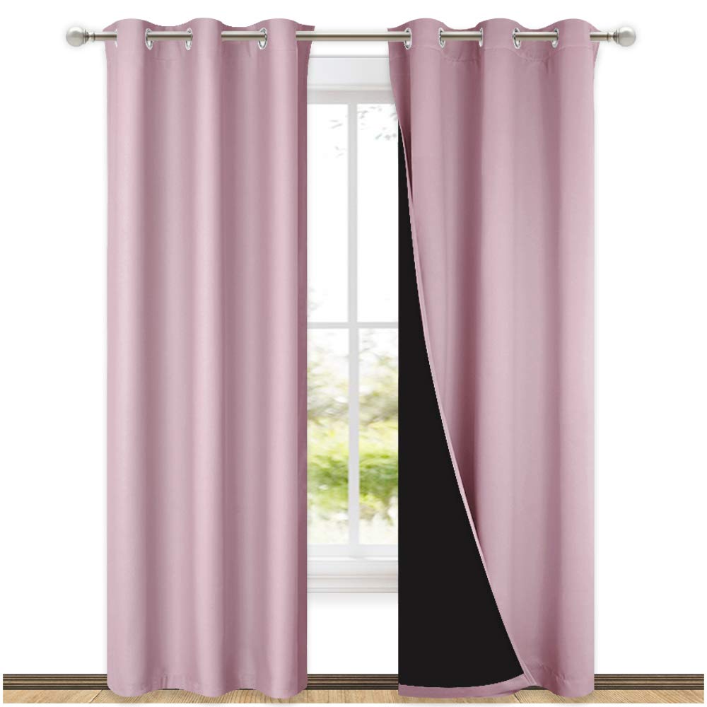 Photo 1 of NICETOWN 100% Blackout Window Curtain Panels, Heat and Cold Blocking Drapes with Black Liner for Nursery, 84-inch Drop Thermal Insulated Draperies (Lavender Baby Pink, 2 Pieces, 42-inch Wide)