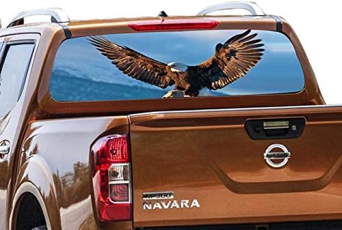 Gold Fish Decals Rear Window Perforated See Thru Graphic Eagle 4 Decal Sticker Compatible with Nissan Navara NP300