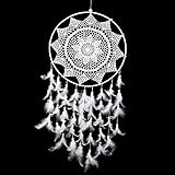 Whitelotous 36.6'' Big Size White Handmade Dream Catcher with Feathers Hanging Decor