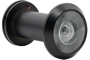 Guangstar Safety One Way Front Door Viewer with 200 Degree Angle, Heavy Duty Peephole made by Brass with Privacy Cover, Black, Pack of 1