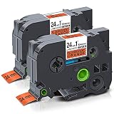 Unismar Compatible Label Tape Replacement for Brother P-Touch TZe-B51 for PT-D600 PT-P700 PT-2430PC PT-D600VP PT-D800W PT-P900W PT-P950NW Label Maker, 1" x 26.2', Black on Fluorescent Orange, 2-Pack
