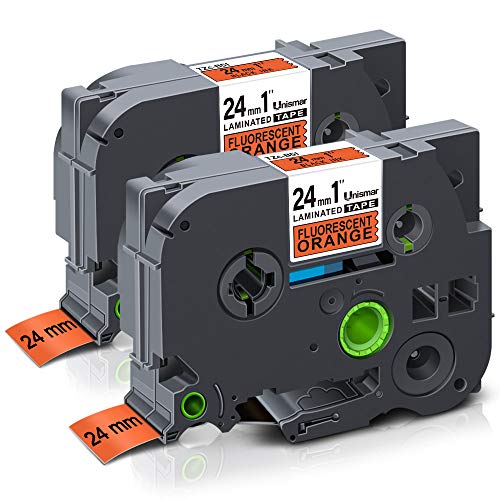 Unismar Compatible Label Tape Replacement for Brother P-Touch TZe-B51 for PT-D600 PT-P700 PT-2430PC PT-D600VP PT-D800W PT-P900W PT-P950NW Label Maker, 1" x 26.2', Black on Fluorescent Orange, 2-Pack