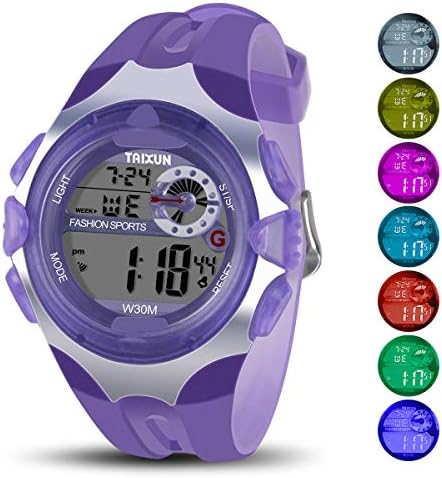 Kids Digital Watch - 100FT Waterproof LED Sport Hand Watch with Alarm, Chronograph - Electronic Wristwatch with Silicone Watches Band for Boys Girls