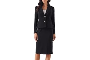 Allegra K 2 Piece Skirt Suit Set for Women Long Sleeve Blazer Pencil Skirt Formal Work Business Outfits