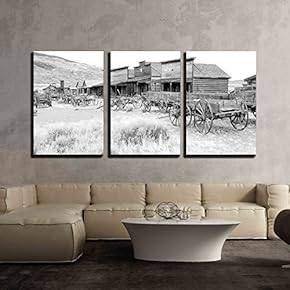 3 Piece Canvas Wall Art - Ghost Town, Cody, Wyoming, United States - Modern Home Art Stretched and Framed Ready to Hang - 16"x24"x3 Panels